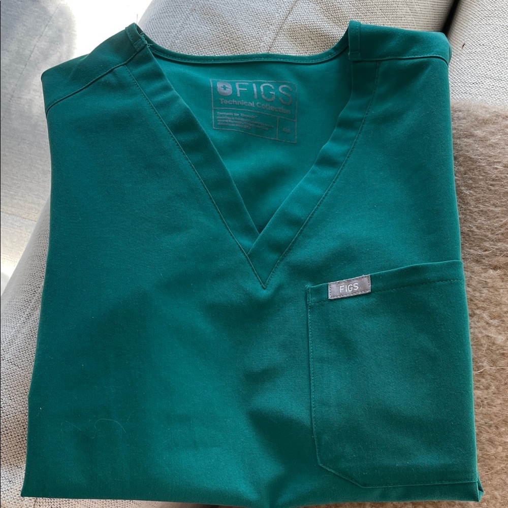 Figs Teal V-Neck Scrub Top